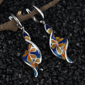 Boho Ear Buckles Drop Earrings Flower Shaped Colorful Zinc Alloy With Sparkly Zircon Pendant Dangly Earrings Vintage Jewelry Gift