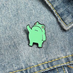 Brooch Pin Frog With Middle Finger Hard Enamel Pin For Woman Safety Pin Women Girls Clothing Decoration