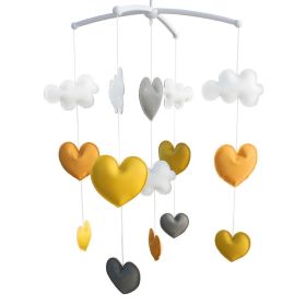 Handmade PU Leather Toys [Hearts] Baby Crib Rotatable Musical Mobile