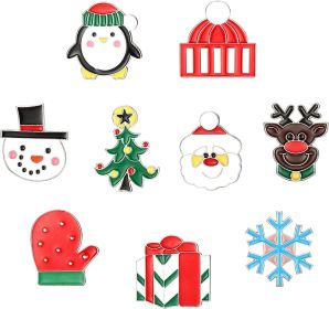 9Pcs Enamel Pin for Women Teens Cute Cartoon Christmas Tree Snowman Elk Santa Brooch Pins Badges for Bags Clothes Caps Christmas Brooches Set