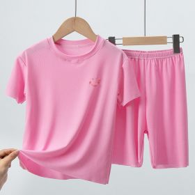 Ice Silk Thin Section Children Household Air Conditioning Clothes Short Oversleeves (Option: Pink-100 Yards)