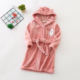 Flannel Bathrobe Boys' Home Wear With Hood (Option: Red of lamb-90)
