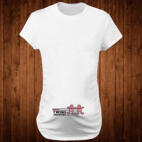 Women T-Shirts Slim Maternity Funny Letter Tops O-Neck Pregnancy Women (Option: Two kids-S)