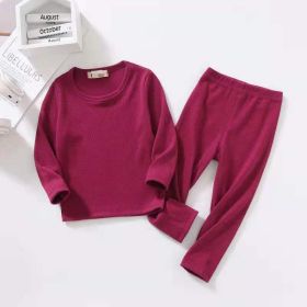 Autumn And Winter New Children's Long-sleeved Thick Pajamas Homewear Suit (Option: Purple-80cm)