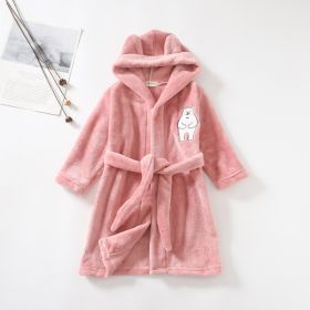 Flannel Bathrobe Boys' Home Wear With Hood (Option: Red-90)