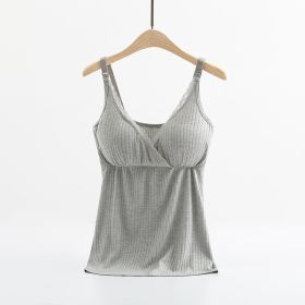 Breast feeding vest with cross elastic bra (Option: Grey-3XL)