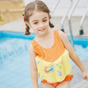 Children's Life Jackets Buoyancy One-piece Swimsuits Baby Girl Life Jackets (Option: Yellow graffiti-M)