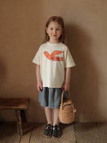 Cotton Cartoon Short Sleeve T-shirt Baby (Option: White-100cm)