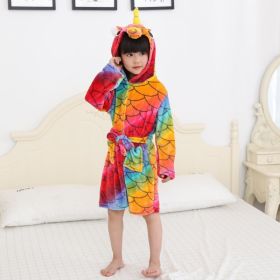 Tenma Bathrobe Flannel New Children's Home Clothes Nightgown (Option: Red fish scale tenma-10to11Y)