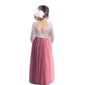 Lace Back A- Line Straight Girl Dress (Option: Rose Red-80cm)