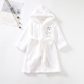 Flannel Bathrobe Boys' Home Wear With Hood (Option: White-90)
