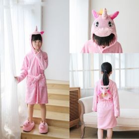 Tenma Bathrobe Flannel New Children's Home Clothes Nightgown (Option: Pink pentagram-10to11Y)