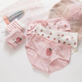 Girls' Cotton Cute Underwear (Option: Pink strawberry-XL)