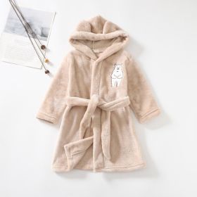Flannel Bathrobe Boys' Home Wear With Hood (Option: Brown-90)