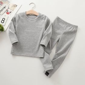 Autumn And Winter New Children's Long-sleeved Thick Pajamas Homewear Suit (Option: Grey-120cm)