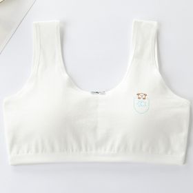 Primary Student Vest Female Junior High  Girl High School  Underwear Pure Cotton Bra (Option: White-M)