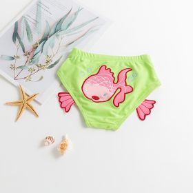 Baby Swimming Trunks Cute Embroidered Double Deck 1-3 Year Old Boys And Girls Learn Swimming Briefs Bathing Suit (Option: B fluorescent goldfish-M 18to25catties)