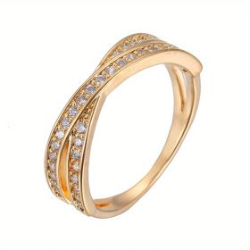 Stainless Steel Simple Fashion Cross Zircon Ring For Women Charms Jewelry Gift Birthday Gifts For Women Wife Girls Her 1pc (Color: Golden, size: 12)
