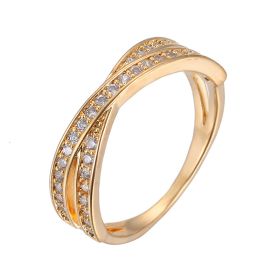 Stainless Steel Simple Fashion Cross Zircon Ring For Women Charms Jewelry Gift Birthday Gifts For Women Wife Girls Her 1pc (Color: Golden, size: 7)