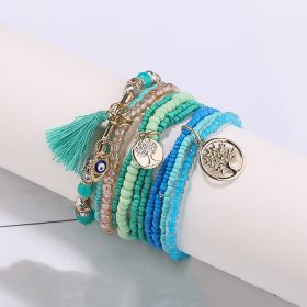 Tree Of Life Pendant Beaded Bracelet Boho Style Multilayer Stackable Beaded Bracelet Set Multicolor Hand Jewelry (style: Style-C)
