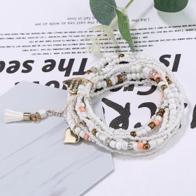 Heart Shape Pendant Bracelet Boho Style Multilayer Stackable Beaded Bracelet Set Multicolor Hand Jewelry (style: Style-E)