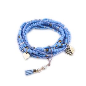 Heart Shape Pendant Bracelet Boho Style Multilayer Stackable Beaded Bracelet Set Multicolor Hand Jewelry (style: Style-F)