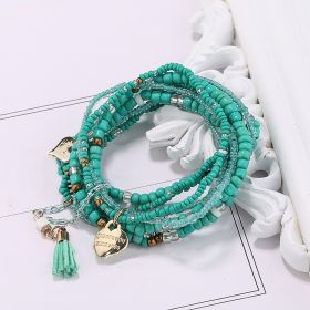 Heart Shape Pendant Bracelet Boho Style Multilayer Stackable Beaded Bracelet Set Multicolor Hand Jewelry (style: Style-B)