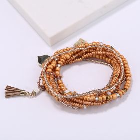 Heart Shape Pendant Bracelet Boho Style Multilayer Stackable Beaded Bracelet Set Multicolor Hand Jewelry (style: Style-D)