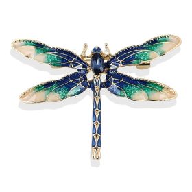 Enamel Dragonfly Brooch Insect Animal Dragonfly Pins For Women Blue With Green Brooches Safety Pin Women Girls Clothing Decoration (Color: Coffee Color)