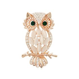 Owl Brooch Pin; Rhinestone Corsage Scarf Clips Brooches Pins Brooches Safety Pin Women Girls Clothing Decoration (Color: Golden)