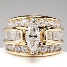 18K Multi Gold Ring for Women Natural 1 Carat Diamond with Diamond Jewelry Anillos De Bizuteria Anillos Mujer Gemstone Rings Box (Gem Color: Yellow, Ring Size: 7)
