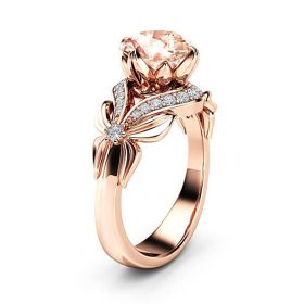 18K Rose Gold Ring Gemstone Wedding Ring for Women pure topaz bague anel Jewelry anillos de Bizuteria Gemstone (Gem Color: Gold, Ring Size: 7)