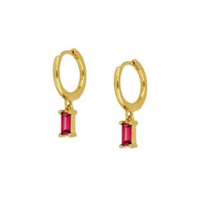 925 Sterling Silver French Punk Hip-Hop Geometric Small Hoop Earrings for Women Gold Silver Party Jewelry Accessories (Gem Color: 13)