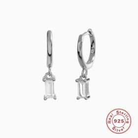 925 Sterling Silver French Punk Hip-Hop Geometric Small Hoop Earrings for Women Gold Silver Party Jewelry Accessories (Gem Color: 2)