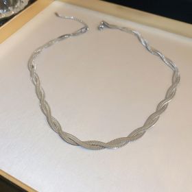 CHESKY 14K Gold/Silver Plated Snake Chain Necklace Herringbone Necklace Gold Choker Necklaces for Women Girl Gifts Jewelry (Color: Silver)