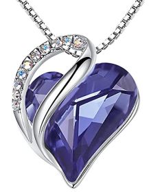 Leafael Mother's Day Necklace; Infinity Love Heart Pendant with Birthstone Crystals; Jewelry Gifts for Women; Birthday Necklaces for Wife Mom Gir (Color: Purple)