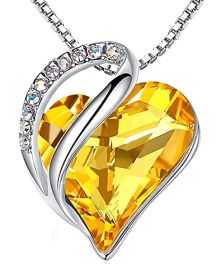 Leafael Mother's Day Necklace; Infinity Love Heart Pendant with Birthstone Crystals; Jewelry Gifts for Women; Birthday Necklaces for Wife Mom Gir (Color: light yellow)
