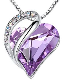 Leafael Mother's Day Necklace; Infinity Love Heart Pendant with Birthstone Crystals; Jewelry Gifts for Women; Birthday Necklaces for Wife Mom Gir (Color: Light Purple)