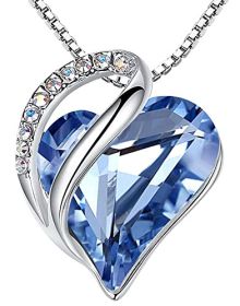 Leafael Mother's Day Necklace; Infinity Love Heart Pendant with Birthstone Crystals; Jewelry Gifts for Women; Birthday Necklaces for Wife Mom Gir (Color: Light Blue)
