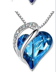 Leafael Mother's Day Necklace; Infinity Love Heart Pendant with Birthstone Crystals; Jewelry Gifts for Women; Birthday Necklaces for Wife Mom Gir (Color: peacock blue)
