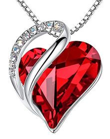 Leafael Mother's Day Necklace; Infinity Love Heart Pendant with Birthstone Crystals; Jewelry Gifts for Women; Birthday Necklaces for Wife Mom Gir (Color: Red)