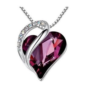 Leafael Mother's Day Necklace; Infinity Love Heart Pendant with Birthstone Crystals; Jewelry Gifts for Women; Birthday Necklaces for Wife Mom Gir (Color: purplish red)