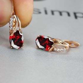 Simple Fashion Oval Cut Marble Marble Zircon Earrings Vintage Zircon Earrings Bridesmaid Wedding Jewelry Gift (Color: Red)