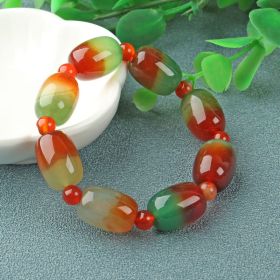 Peacock Agate Bracelet Jewelry 8-20mm (Color: Barrel bead with spacer)