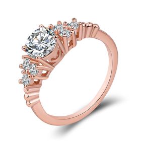 Silver Jewelry Women's Anti-real Diamond Ring Inlaid (Color: Rose Gold, size: US Size 7)