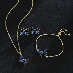 New Butterfly Necklace Jewelry Set (Color: Dark blue)