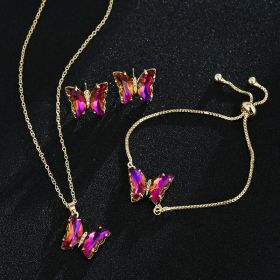 New Butterfly Necklace Jewelry Set (Color: Red color)