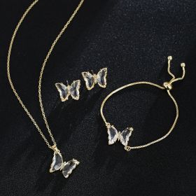 New Butterfly Necklace Jewelry Set (Color: White)