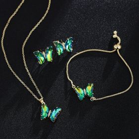 New Butterfly Necklace Jewelry Set (Color: Green color)