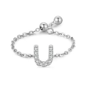 Letter Chain Ring Female Fashion Niche Design Love Thin Ring Jewelry (style: U)